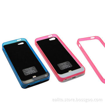 Battery case for iPhone 5, with two colorful bumpers, pink and blue